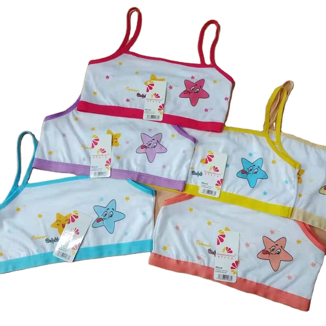 SXH117 milk silk Thin shoulder strap school students top underwear cute  girls first training bra for teen girls