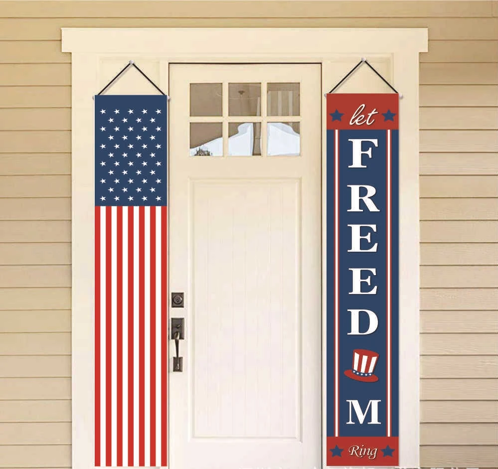 
wholesale independence day sign flag patriotic porch door porch banner for 4th of july party decor 