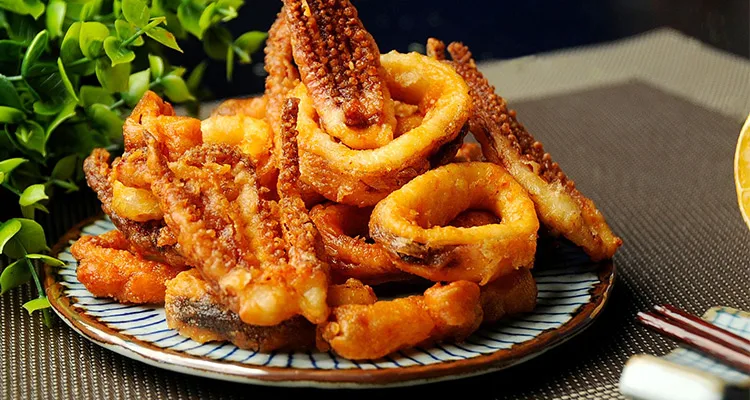 Fried Squid Tentacle And Ring Cooked Bulk Frozen Cooked Fried crisp Breaded Squid Meat