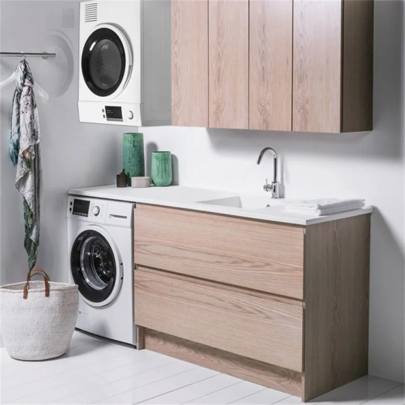 YALIG 1200 large wood laundry sorting cabinet hanging and base cabinet for washing machine