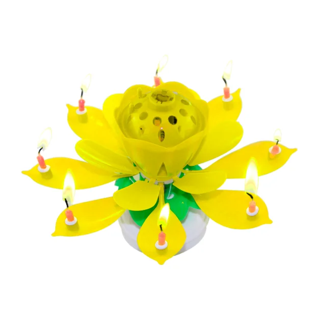 Happy Birthday Sparkle Music Flower Candles Birthday Music Candle Cake Topper lotus Cake Flower Candle