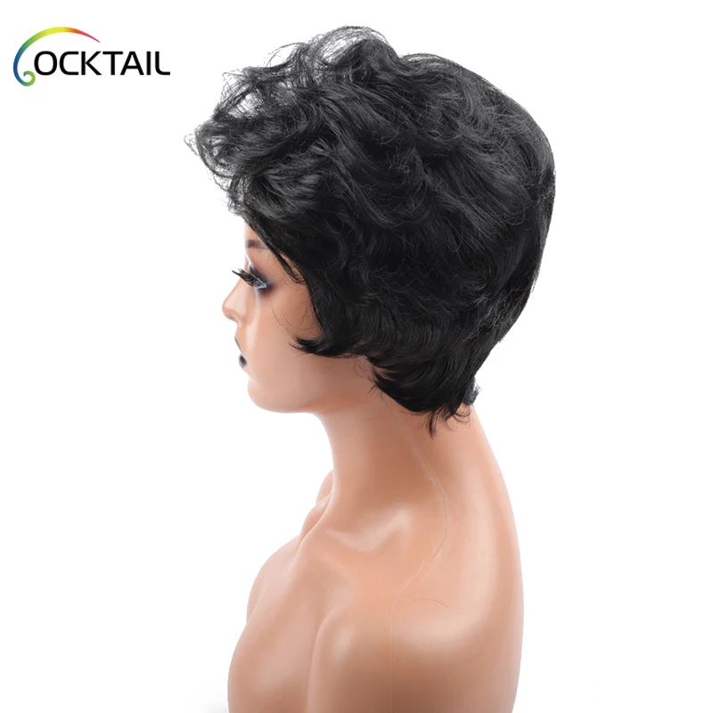 Short Silky Straight Wave Synthetic Wigs Kanekalon Fiber Different Colors Synthetic Wigs In Stock