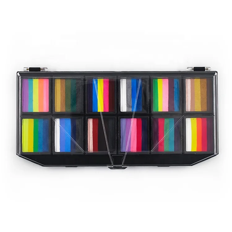 Professional water activated face and body paint rainbow split cake face painting neon uv body paint glow black light body paint