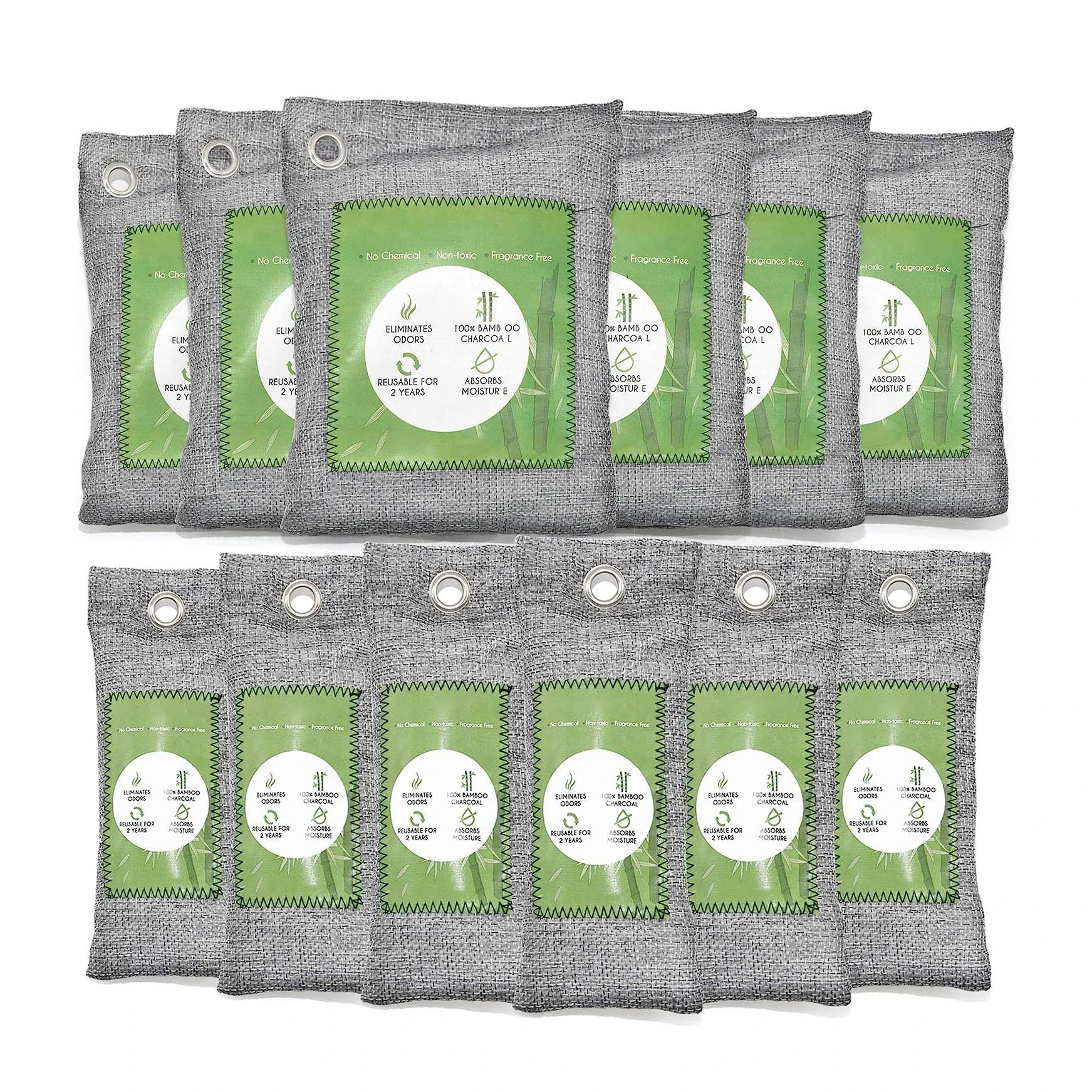 12 Pack Bamboo Charcoal Air Purifying Deodorizer Bag Car Odor Eliminator Moisture Absorber Shoes Deodorant (6x50g 6x150g)