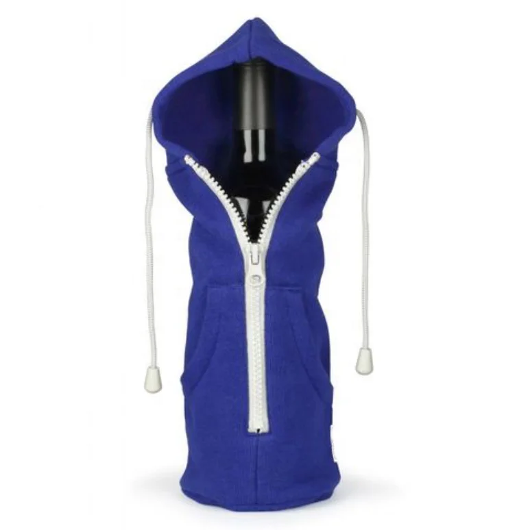 Hoodie Wine Bottle Holder With Zip Closure