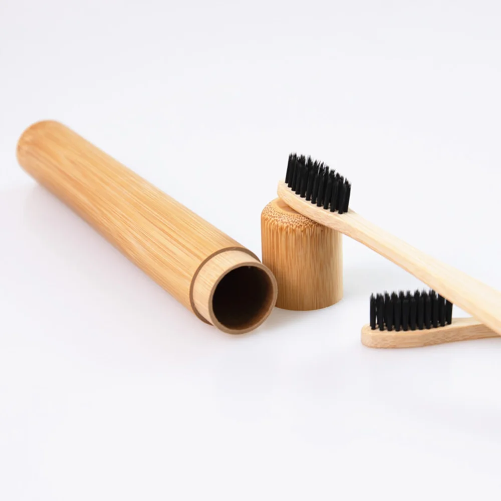 Eco Friendly Travel Wood Reusable Biodegradable Hotel Bamboo Toothbrush with Bamboo Holder