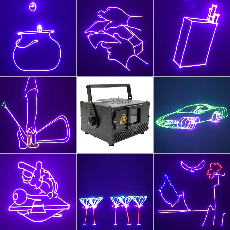 Высокая мощность 1 Вт RGB полноцветные лазерные анимационные сценические огни высокой яркости