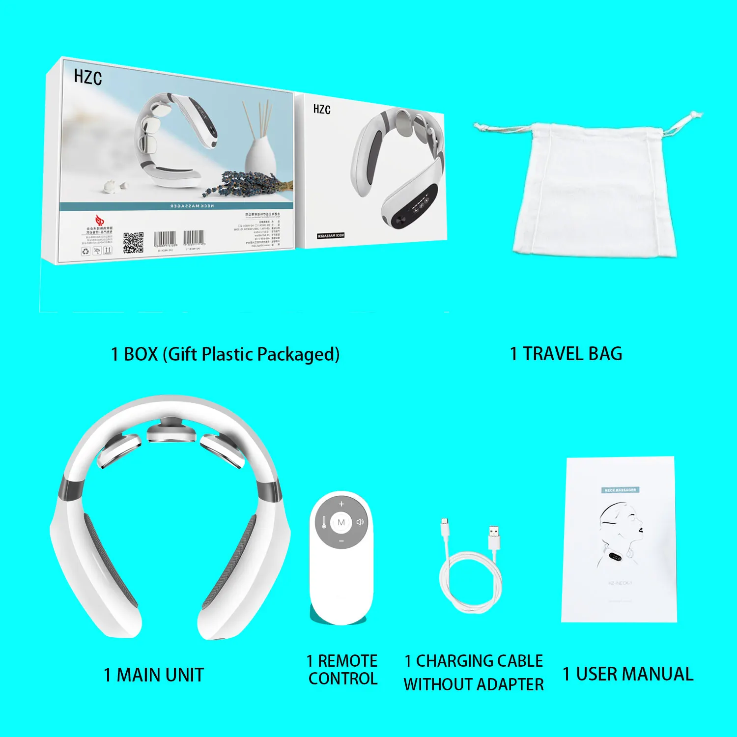 HEZHENG Neck Massager for Pain Relief Deep Tissue Cordless, Electric Pulse Neck Massager with Heat 3 Massage Pads Offer Deep Rel