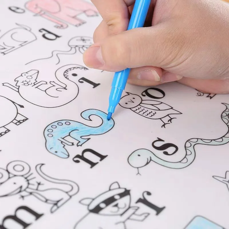 Children Kid Baby Learning Silicone Kids Table Mat Foldable Washable Dining Coloring Drawing Desk Silicone Painting Placemat