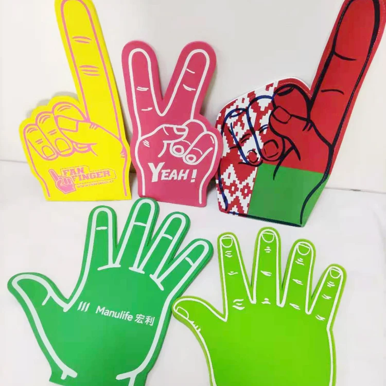 High quality customized imprint sponge hand, Promotional big custom cheering eva  fan foam hand finger