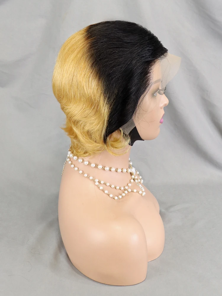 Virgin Human Hair Vendor Wholesale Short Pixie Cut Wigs Cuticle Aligned Bob Wigs Burgundy Color 99J Lace Front Wig Indian Hair