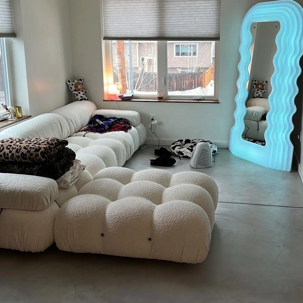 Velvet Fabric L Shape Modern Living Room Bellini Sofa Sectional Sofa Mario Sofa