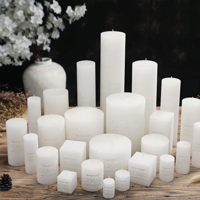 Direct Supplier Style Sparkling 7.5*40Cm White Pillar Candle Mini For Art