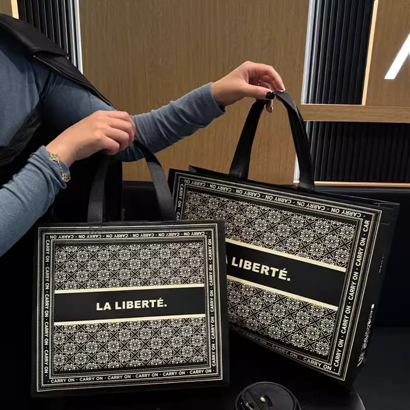 Famous Brand Friendly reusable grocery tote recycled ecobag pp bags laminated fabric shopping non woven bag with custom logo