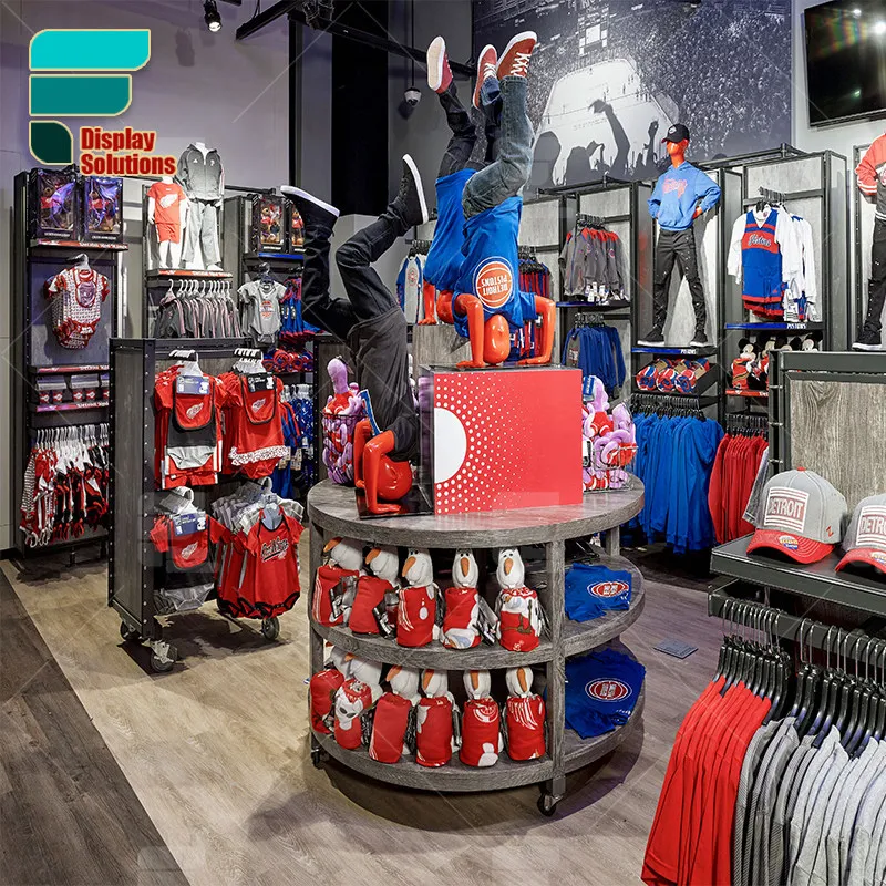 Manufacturer Sports Shop Decoration Garment Store Rack T-Shirt Kiosk T-Shirt Display Rack For Clothing