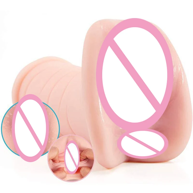 Men Realistic Vagina Anal Pocket Pussy Male Masturbator Dual Channel Adult Soft Silicone Erotic Vaginal Anus