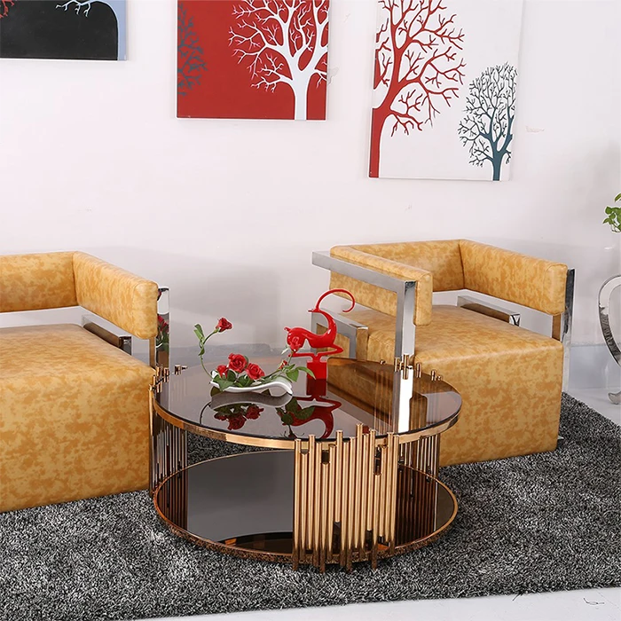 Luxury round living room black furniture marble glass coffee table italian style living room dining table