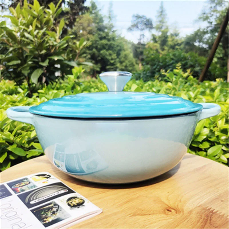 New Edition of Durable Cast Iron Enamel Pot: High-end Aesthetic for Home Use - Multifunctional Oval Pot Ideal for Braising