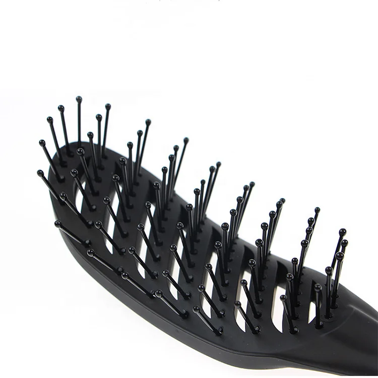Customized Logo Wholesale Salon Women Styling Hairdressing Massage Comb Black Detangle Hair Brush