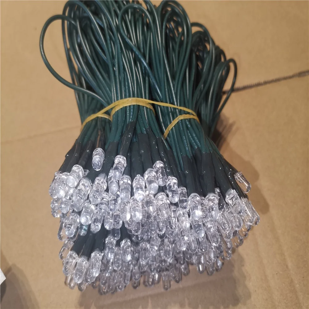 5V 12V 24V 5mm red / white / yellow / green prewired led lamp with 60mm 20cm wires