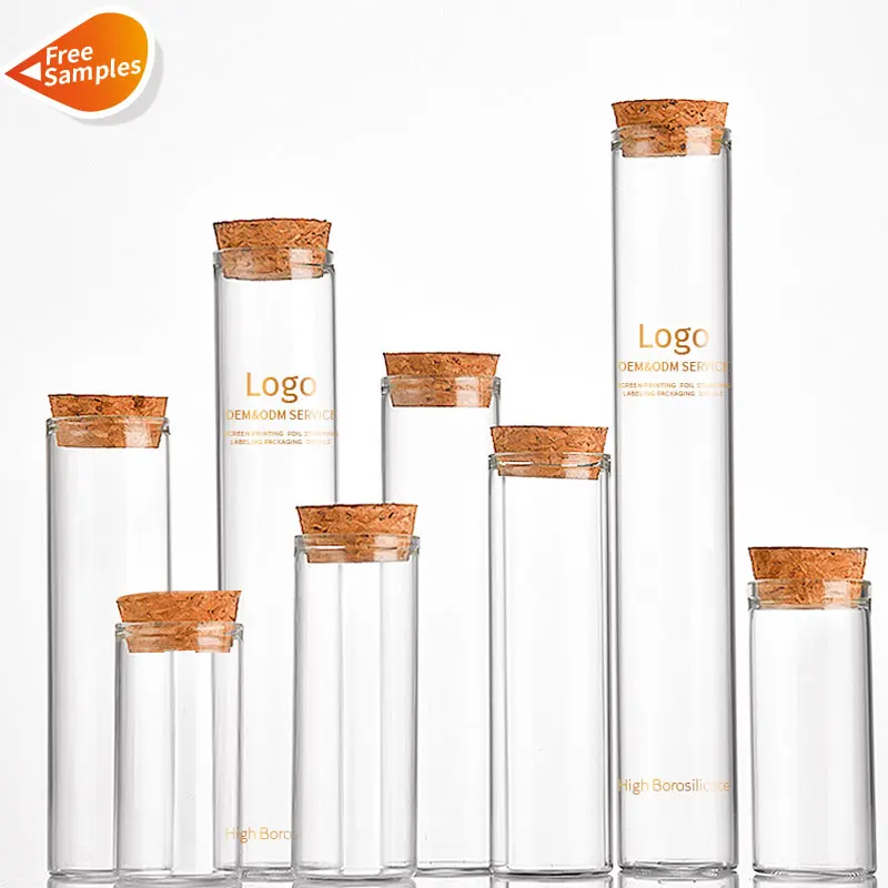 In Stock 30mm Diameter 15ml 25ml 50ml High Borosilicate Luxury Laboratory Use Glass Tube Test Tube Glass Vials with Cork