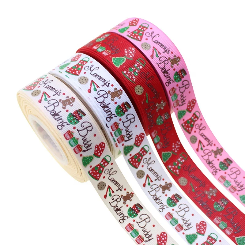 Wholesale nylon curling moire different types textile custom elastic printed grosgrain ribbon