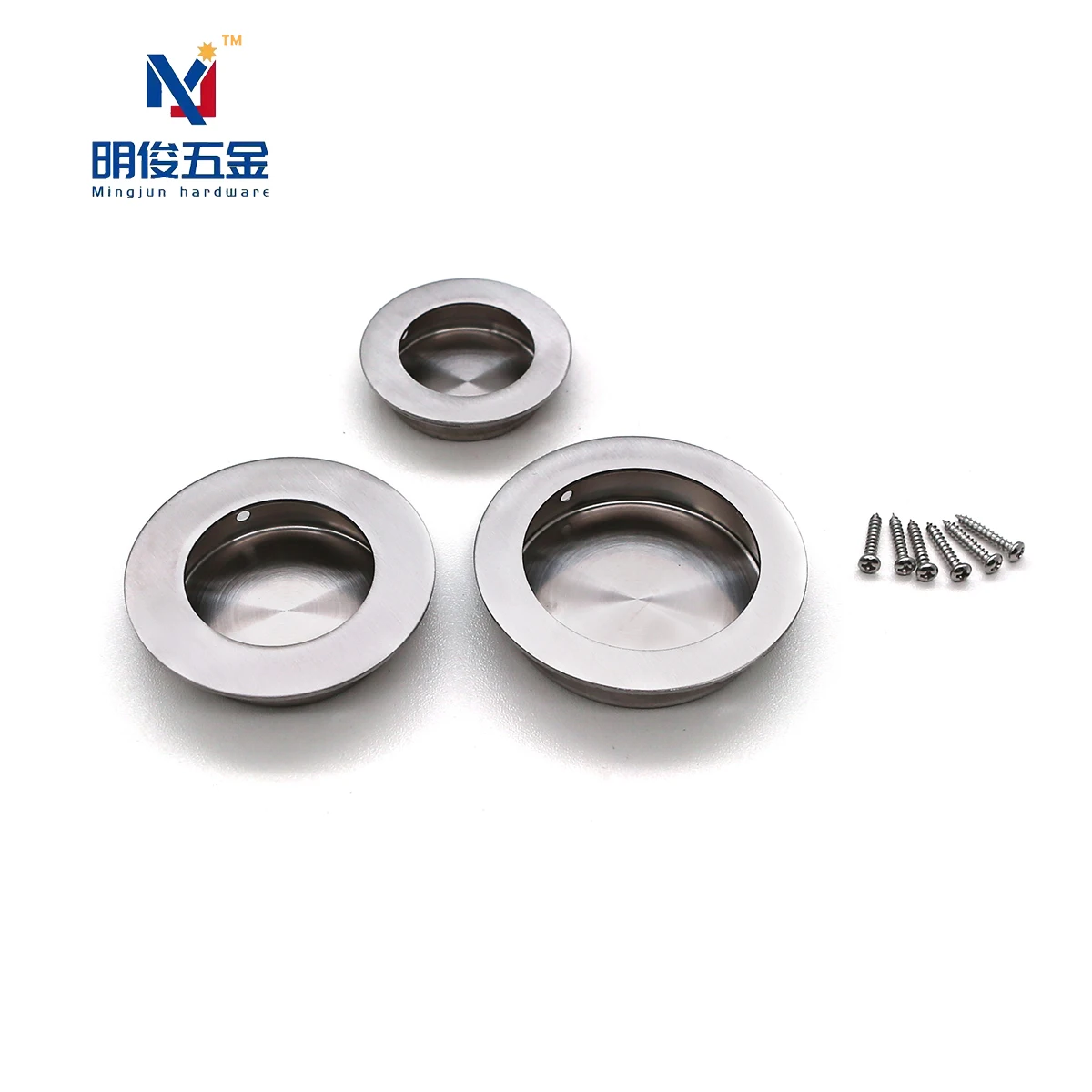 Круглые круглые встраиваемые ручки для раздвижных дверей Скрытые Винты Матовая нержавеющая