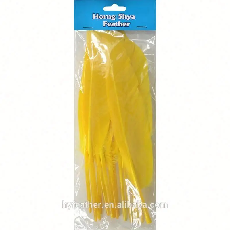 Wholesale Handmade Dyed 7-9inch Natural long large black Brown Decor Bulk White Goose Wing Quill Feather for DIY hat accessory