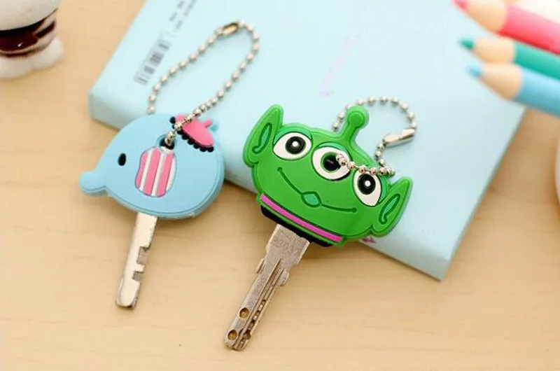 2021 Car Styling High quality Kawaii Cartoon Animal Silicone Key Caps Covers Silicone Keys Keychain Case Shell