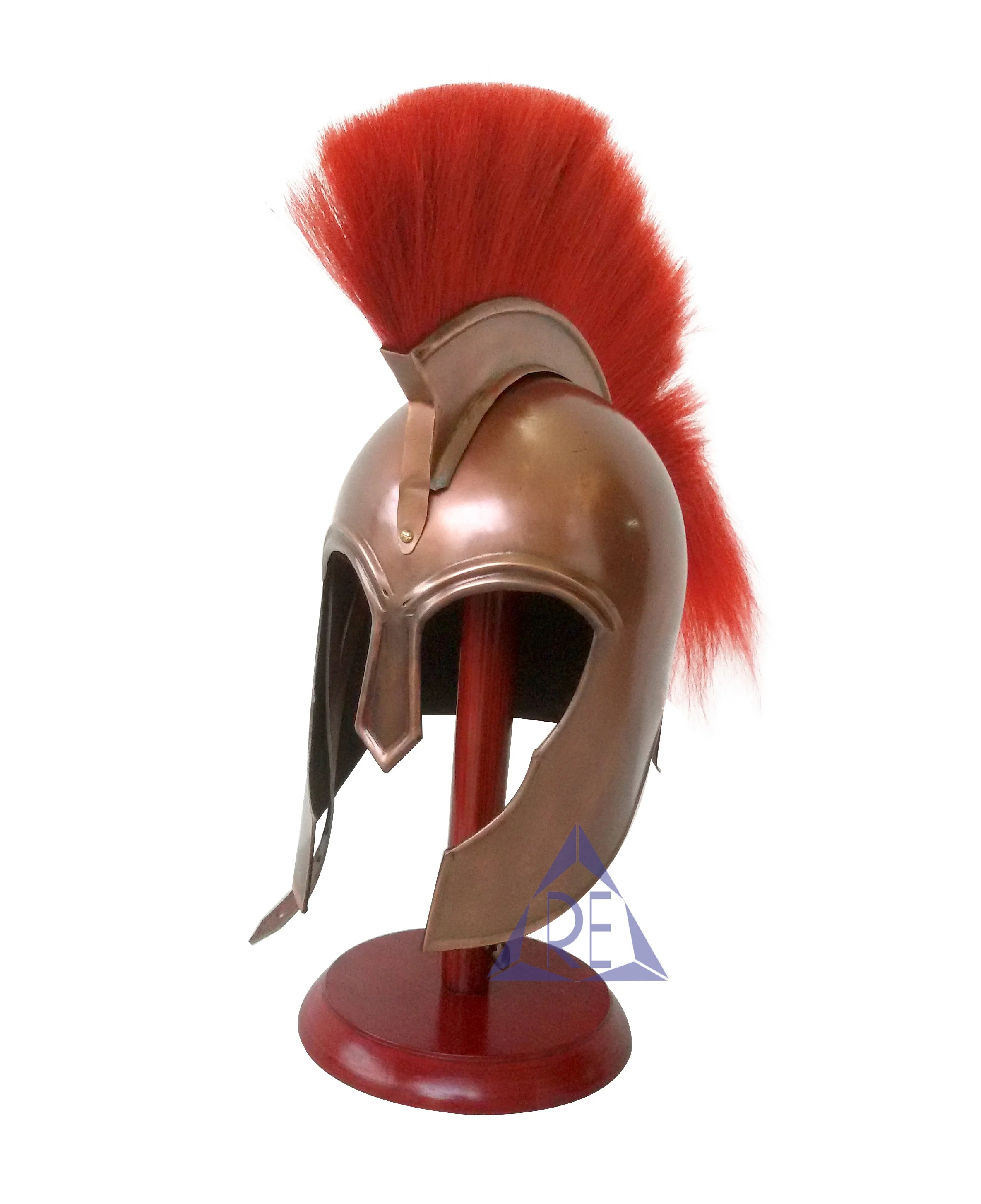 Handcrafted Spartan Warrior King Leonidas Armour Helmet Copper Cosplay or Display Wearable Helmet with Red Plume