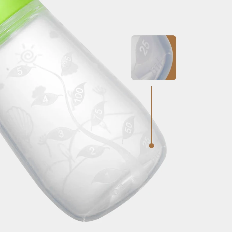 Manufacturer Custom BPA Free Infant Nursing Food Grade Silicone Feeder Fresh Food Training Baby Feeding Bottle With Spoon
