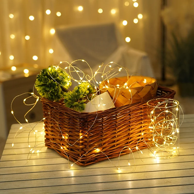 Декоративная гирлянда из медной проволоки 10 светодиодов батарея CR2032