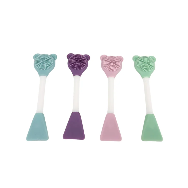Silicone  2 In 1 Double Head Facial Clean Brush Soft DIY Mask Brush Multipurpose Face Cleaning Massager