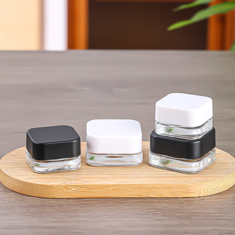 Premium Airtight Lid Thick Glass Smell Proof Herb Storage Jar Square Glass Stash Jar Child Resistant Lid