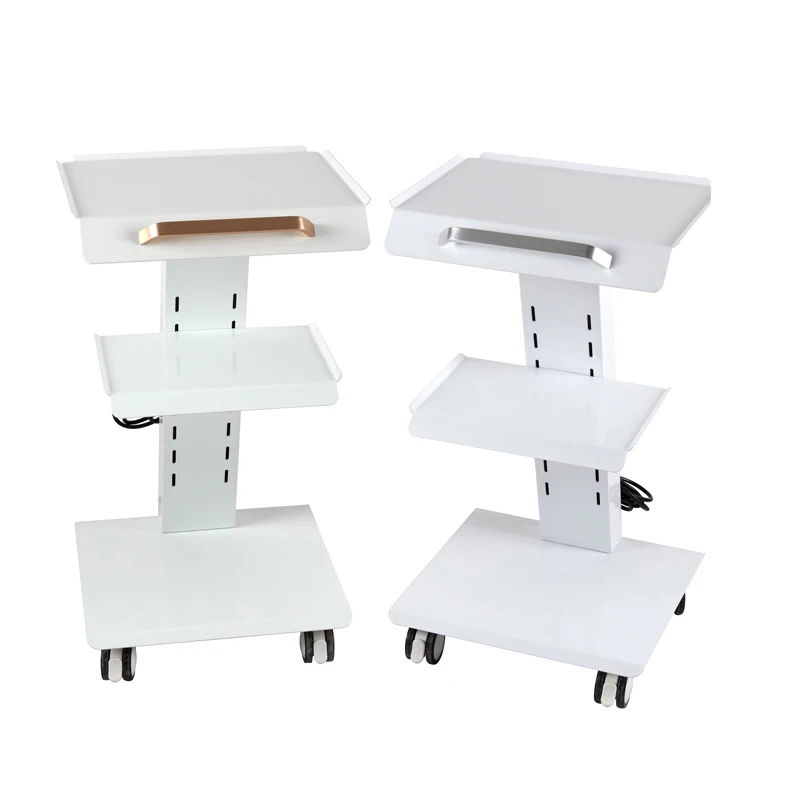 Yimmi Beauty Hair Salon Furniture White Cart Metal Trolley With Wheel Beauty Tool Cart
