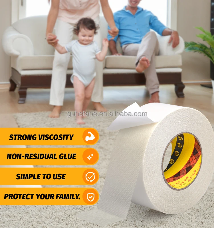 Carpet Tape Hardwood Floors 2 in x10 yds No Residue Rug Tape Strong Double Sided  Heavy duty Rug  on Carpet  Tape  Stay in Place