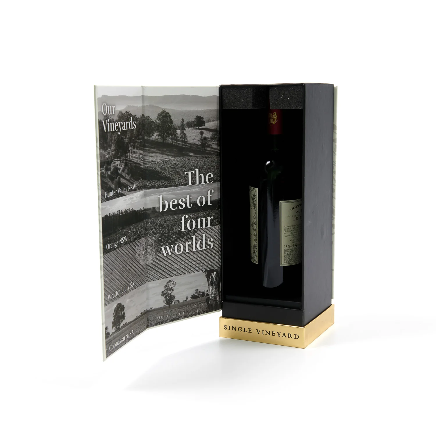 China top packaging company gold foil design luxury magnetic gift box whiskey packaged box for single wine bottle