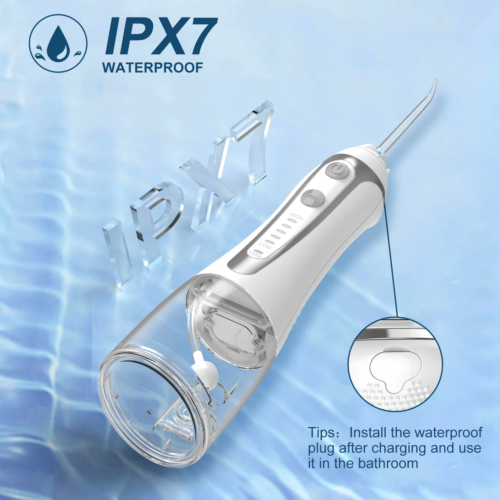 H2ofloss Hot Selling 2500mAh Wireless Water Flosser 300ml Water Tank Waterproof IPX7 Small Electric Oral Irrigator for Travel