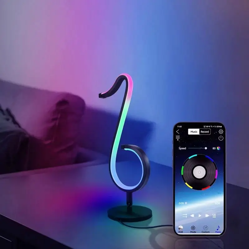 New Musical Note Light RGB Symphony Table Lamp Living Room Bedroom Bedside Wall Lamp Night Light Desktop Decoration Lamp