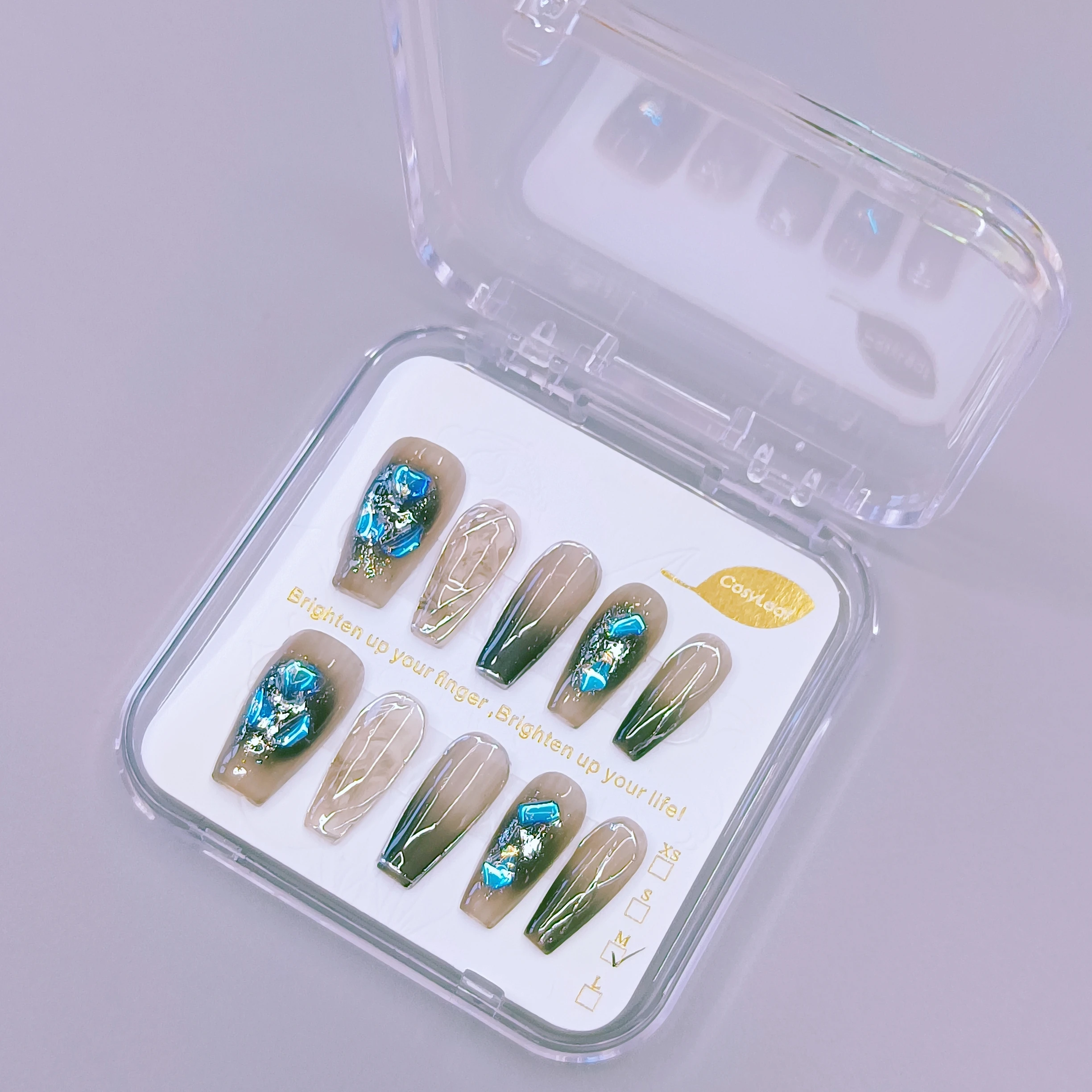 Pure Handmade Press On nails 10 Pcs Artificial Fingernails Reusable Square Stick on Nails French Nails