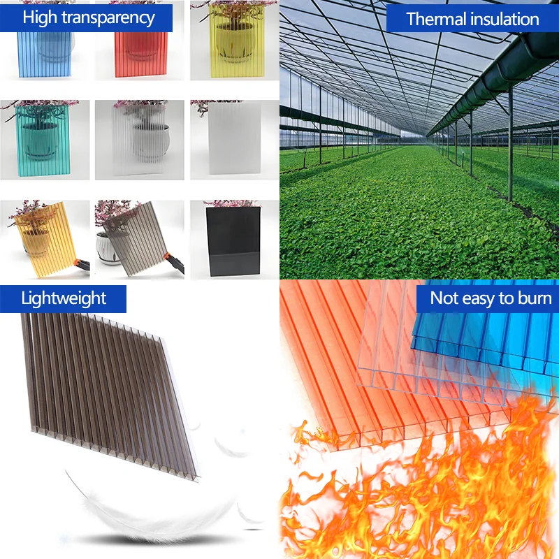 6mm Twinwall Polycarbonate Hollow Sheet Double Wall Panels Winter Green Garden Houses PC Material Outdoor Roof Use EU Compliant