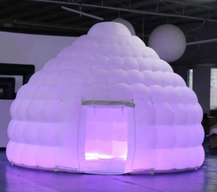 Outdoor customized Oxford Cloth Led Light Inflatable Snow Igloo Dome tent For Sale