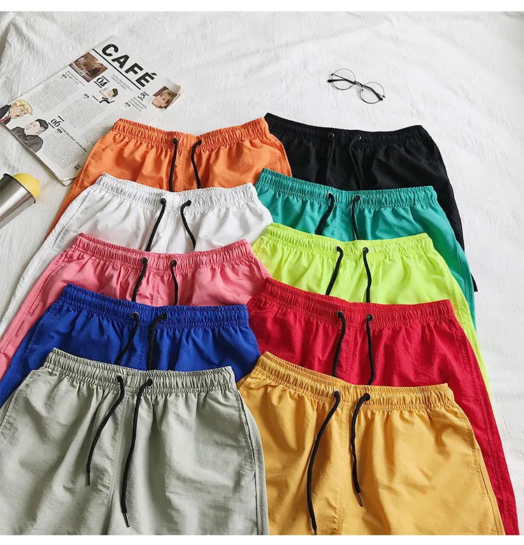 Men Beach Shorts Casual Half Shorts Fashion Solid Color Loose Waterproof Surfing Men Swim Shorts