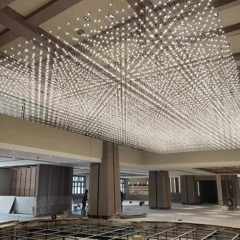 Project non-standard custom lighting Sales Department Hotel lobby full of star cube chandelier large banquet hall lights