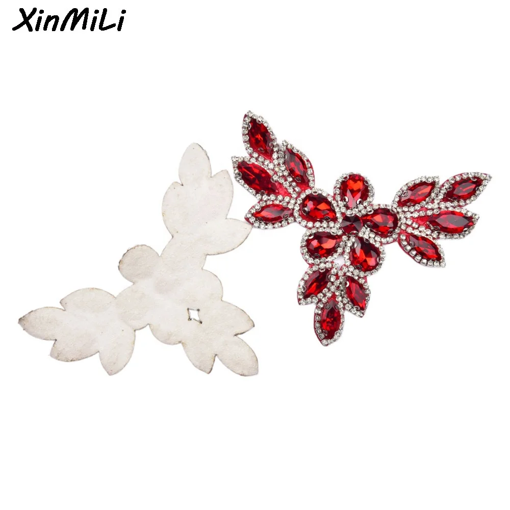 Rhinestone Crown Patches Embroidery Crystal Shoes Flower Apparel Applique for Bridal Dress Hats Bags Clothes Decoration