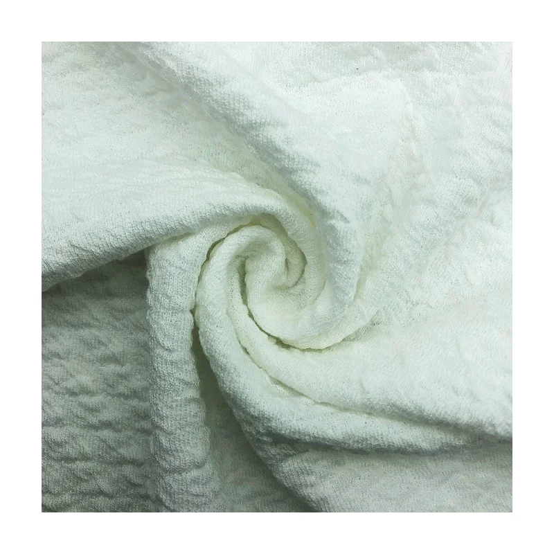 Factory direct wholesale soft hand feel and warm 235GSM 95%P 5%SP double layers crepe jacquard knitting fabric for dress coat