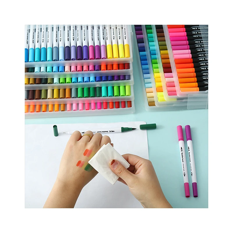 0.4mm fineliner tip & brush tip Dual Tip Brush Art Marker Pen Watercolor Brush Pens