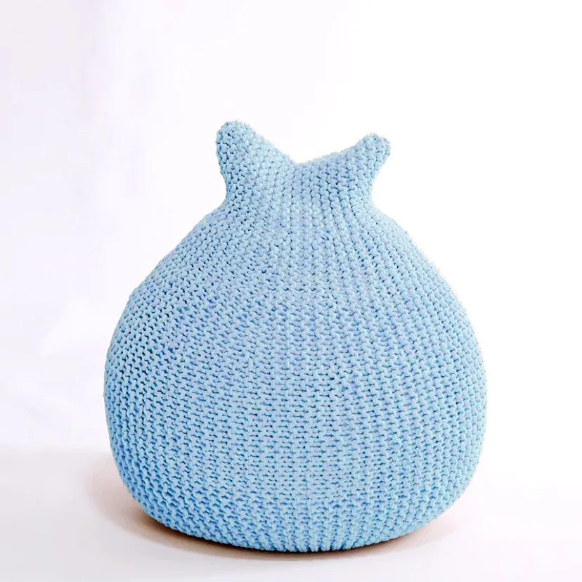 Wholesale Rabbit Ears Thick Cotton Thread Lazy Sofa Knitting Bean Bag Cover Removable Knitted Ottoman Pouf