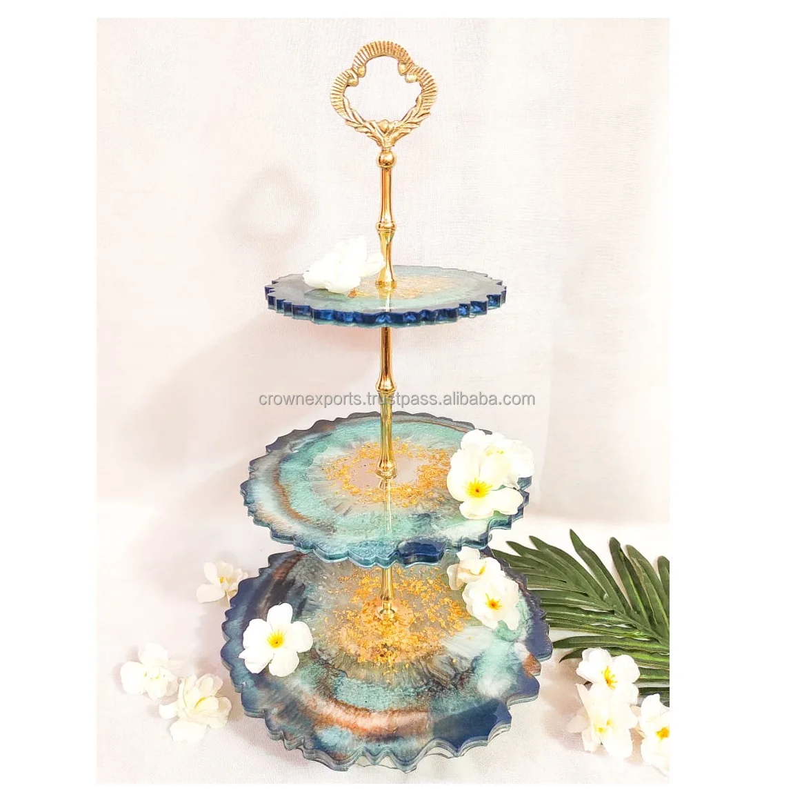 Подставка для торта из эпоксидной смолы с трехуровневыми многоуровневыми лотками в индивидуальных цветах