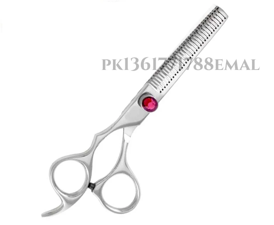 
Silver Left Handed Barber Scissor with Pink Gem set 